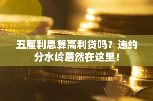 武汉五厘利息算高利贷吗？违约分水岭居然在这里！